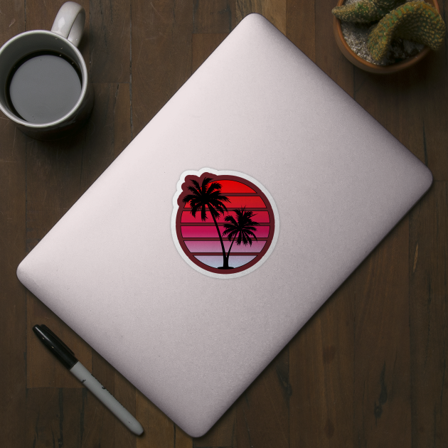 Retrowave Red Sunset Design by Brobocop